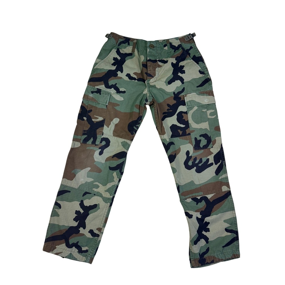 US Military Woodland Camo Cargo Pants Ripstop Small X-Short Streetwear Authentic
